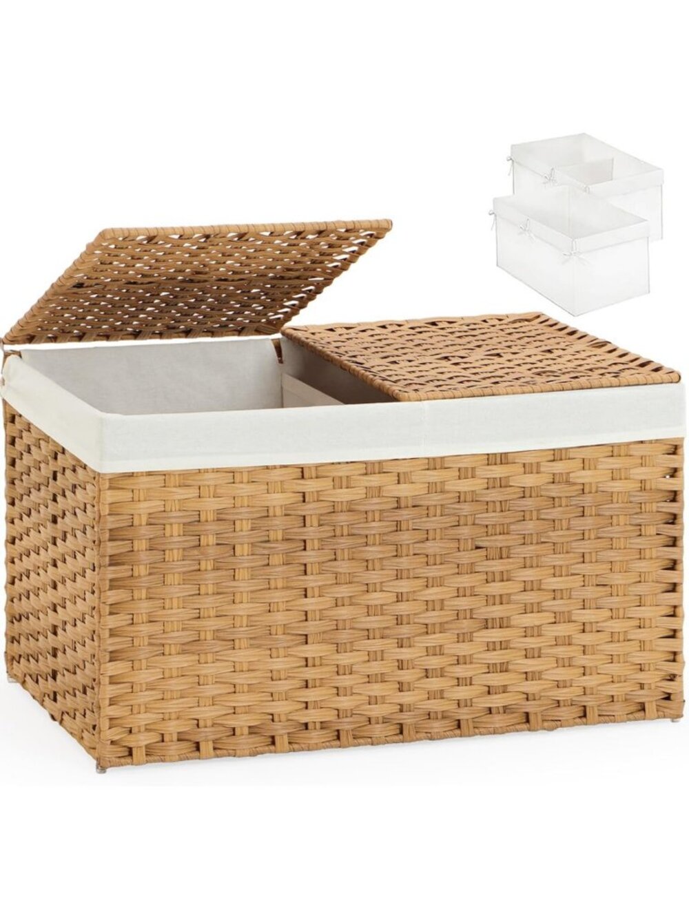 Natural Rattan Storage Basket with Lid - Stylish & Functional Organization Bin